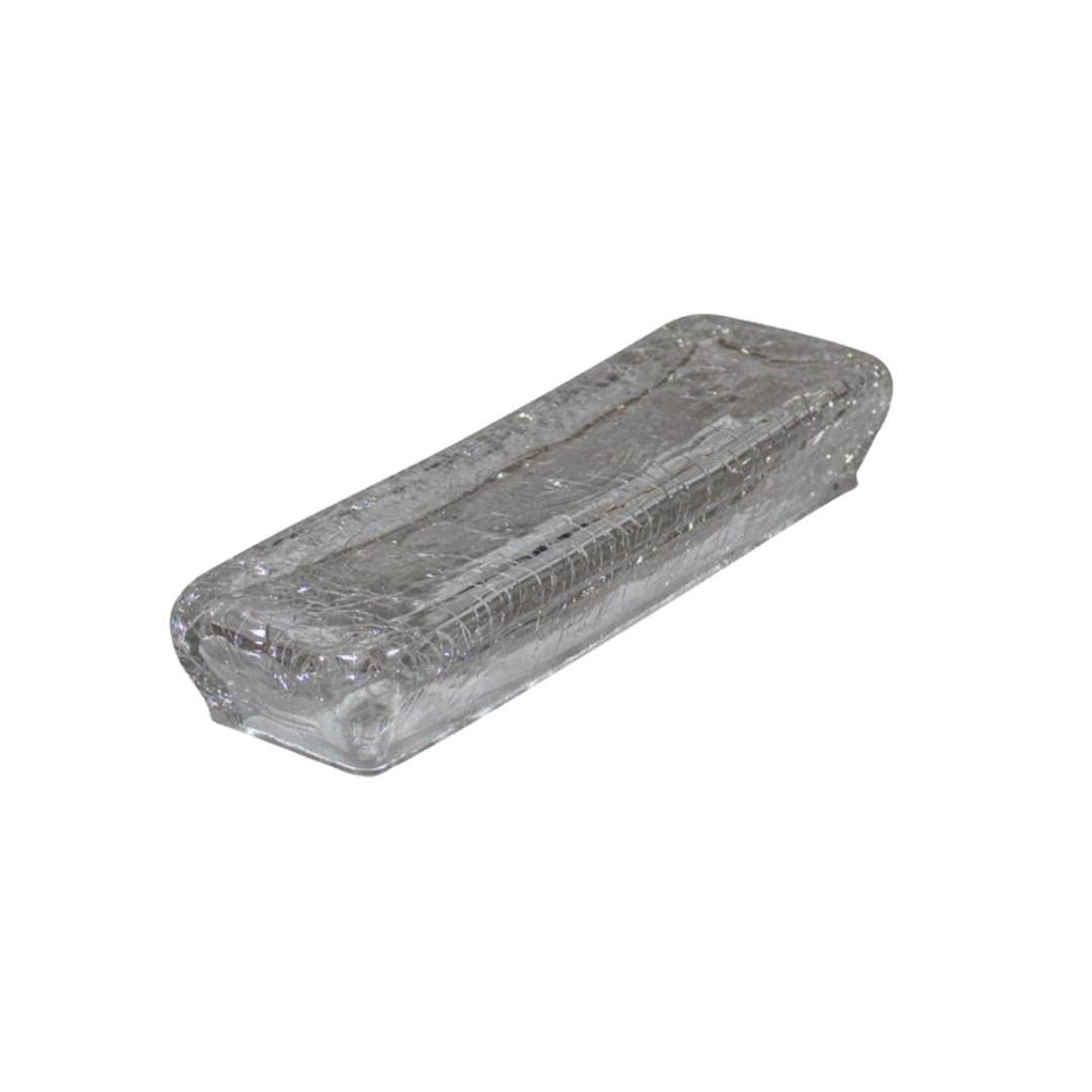 Plat rectangulaire verre craquelé transparent 21 x 6,4 cm