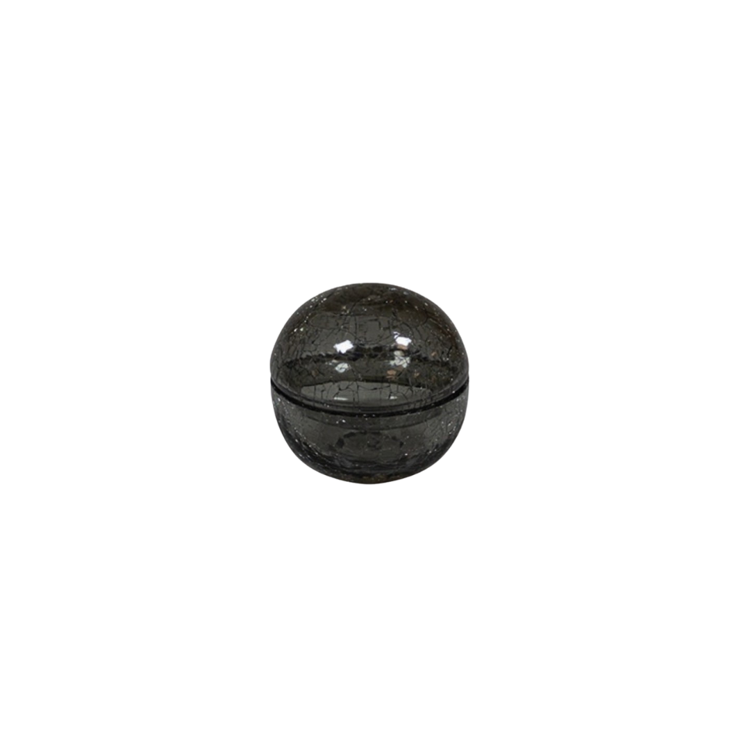 Bol verre craquelé avec couvercle gris 7 cm