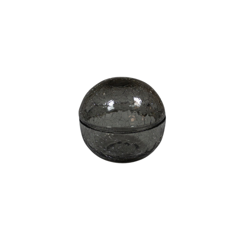 Bol verre craquelé avec couvercle gris 12 cm