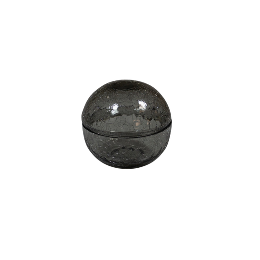 Bol verre craquelé avec couvercle gris 12 cm