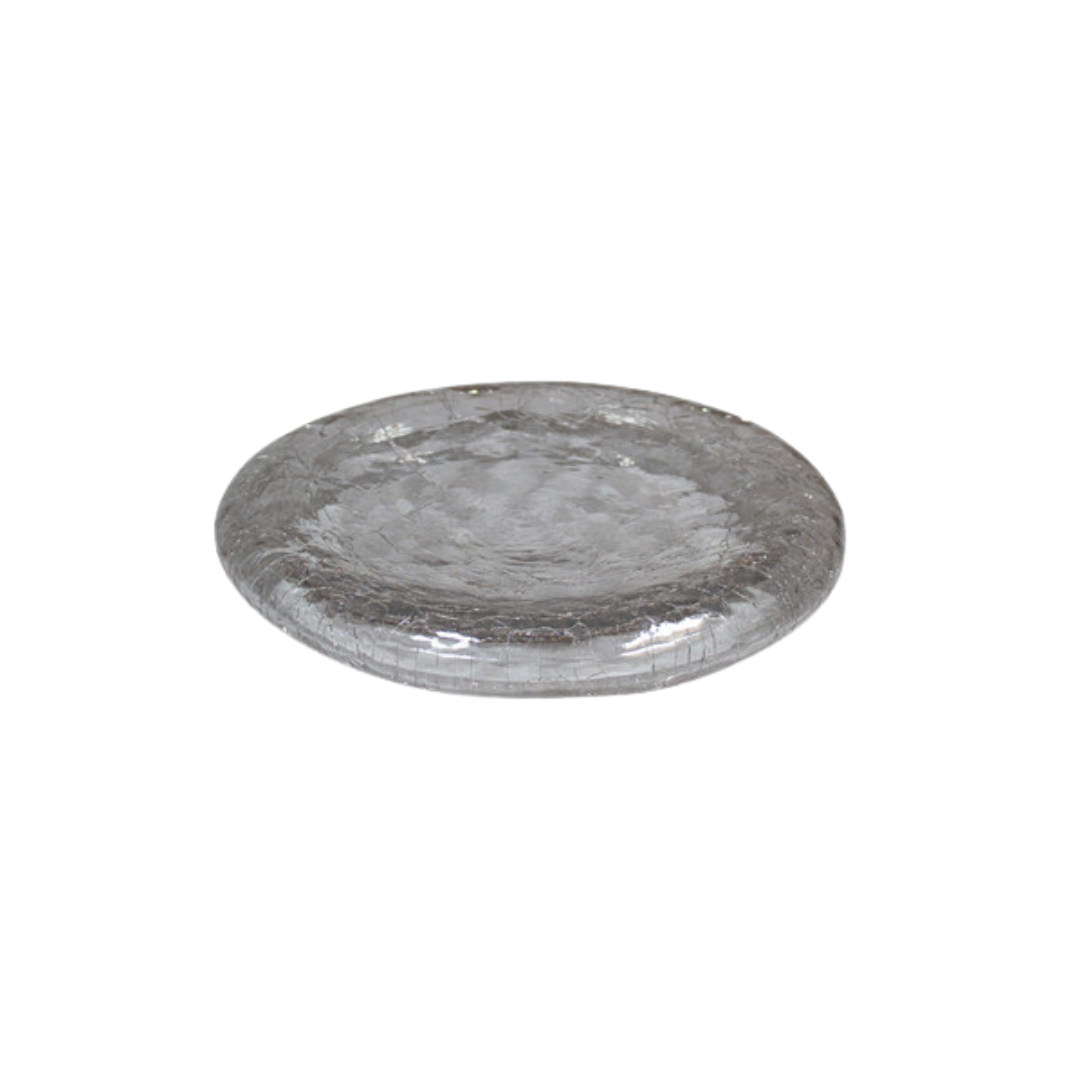 Assiette Pillow verre craquelé transparent 25 x 3,7 cm