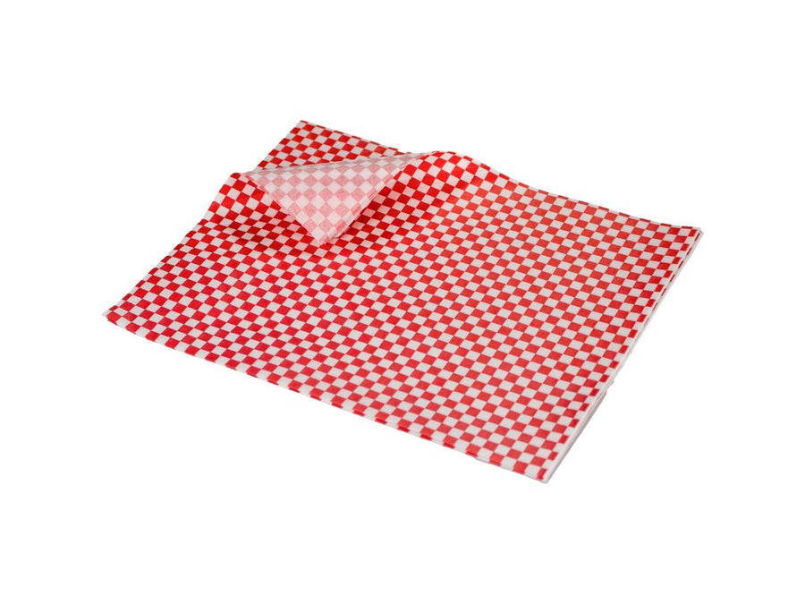 Greaseproof papier rouge gingham 25 x 20 cm 500pcs