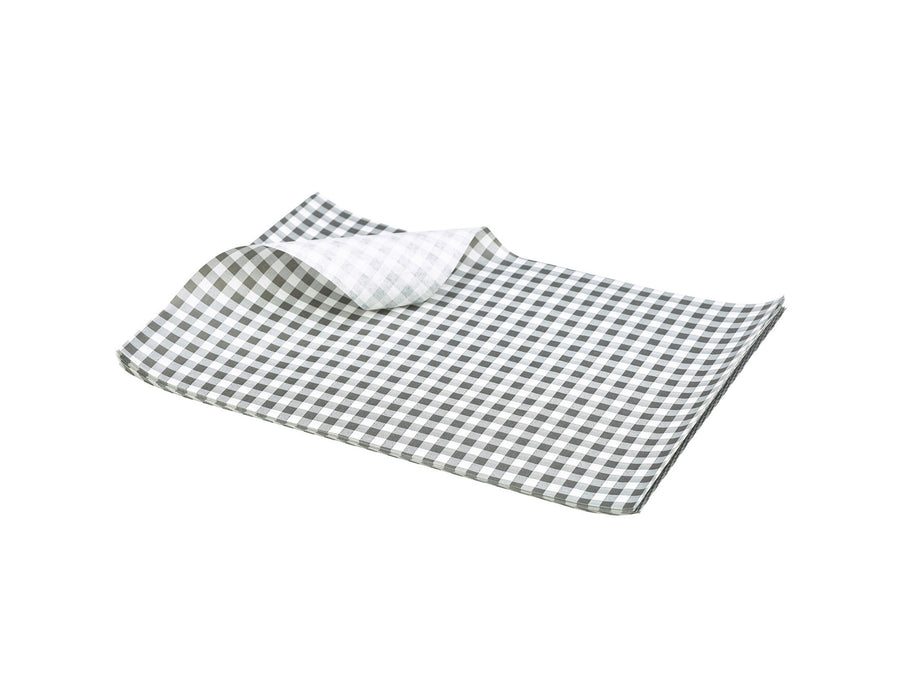 Greaseproof papier noir gingham 25 x 20 cm 500pcs