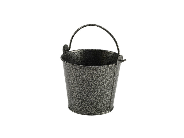 Galv. acier hammered service seau argente 10 cm