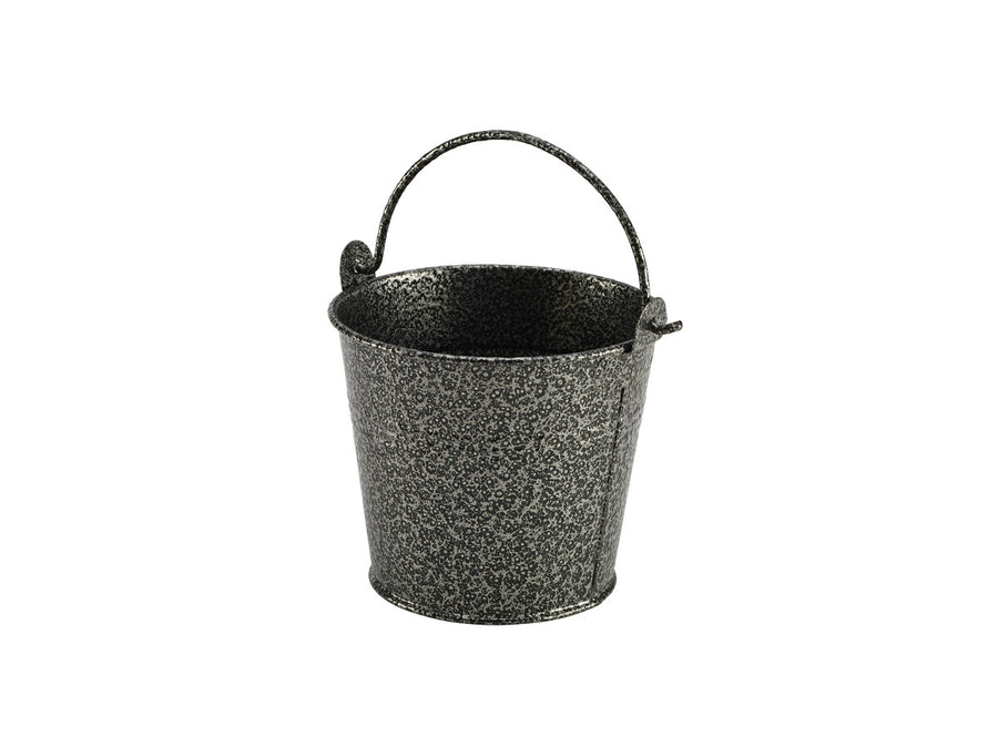 Galv. acier hammered service seau argente 10 cm