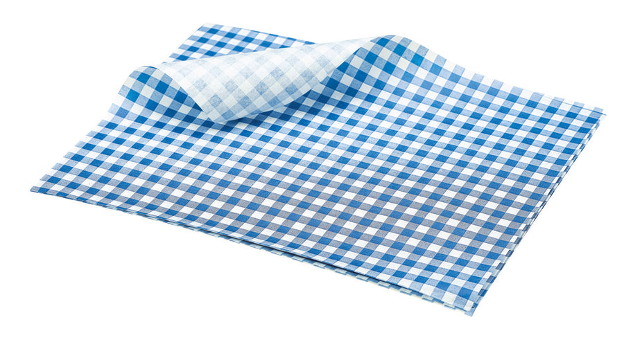 Greaseproof papier bleu gingham 25 x 20 cm 1000pcs