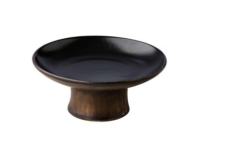 Assiette Black Satin Gold pied haut 20,3 x 8,7 cm