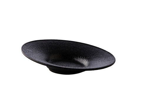 Assiette angulaire Kevala Stone noire 26 cm
