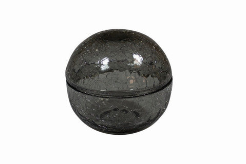 Bol verre craquelé avec couvercle gris 12 cm