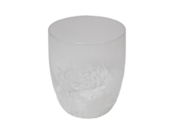 Gobelet ovale transparent blanc stains