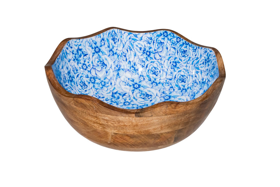 Bol bleu flower bois de manguier Ø30x11 cm