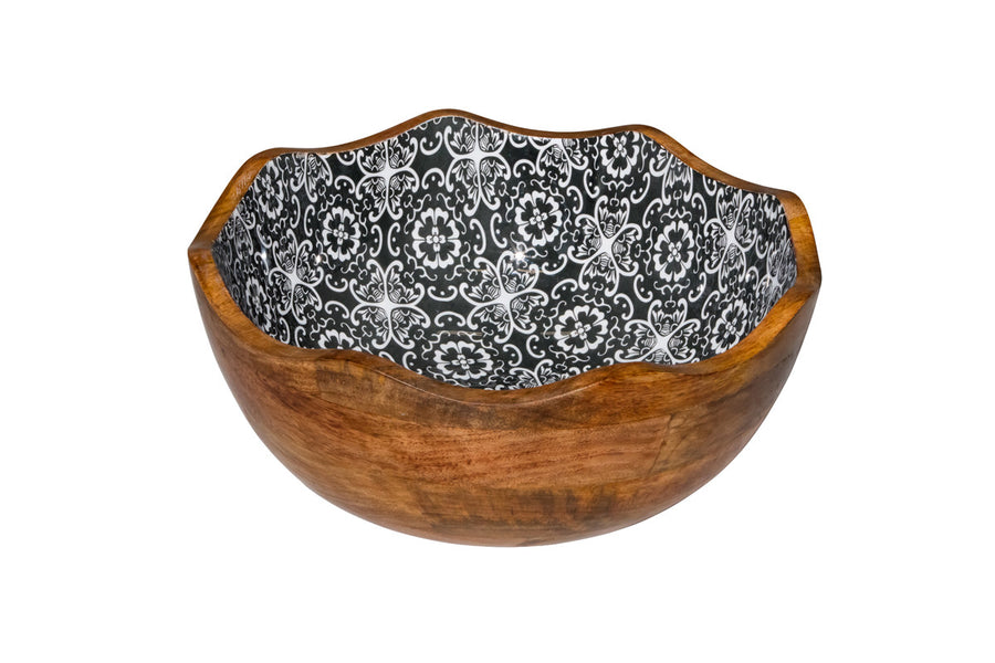 Bol noir flower bois de manguier Ø30x11 cm